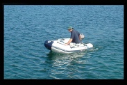 Small power-driven vessel (the author with his distress purchase dinghy - the other one sank)