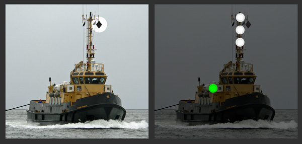 Vessel under 50m engaged in towing - length of tow more than 200m
