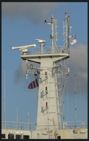 Warship mast showing obstruction of all-round lights