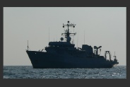 A vessel engaged in mine clearance operations