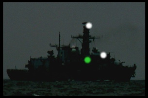 Power-driven vessel underway (Royal Navy Frigate)