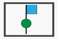 Diagram:  A square flag with a ball below