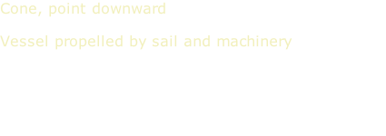 Cone, point downward  Vessel propelled by sail and machinery