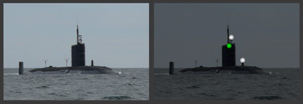 A Royal Navy submarine operating on the surface