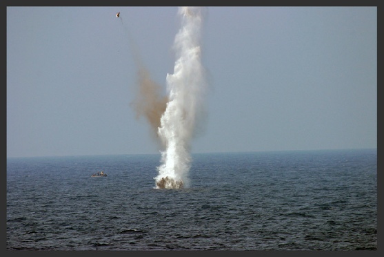 Explosion of a mine during a USN training exercise