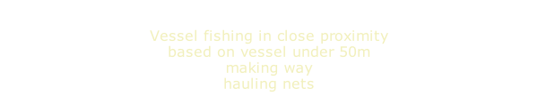 Vessel fishing in close proximity based on vessel under 50m making way hauling nets