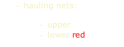 hauling nets:  upper white lower red