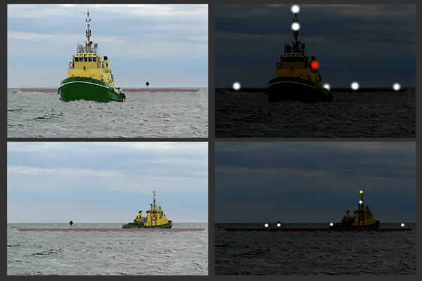 A inconspicuous object (25m or more in breadth) being towed - towing vessel under 50m shows lights for tow not more than 200m